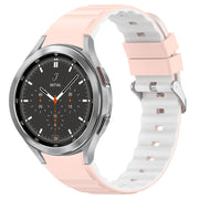 For Samsung Galaxy Watch 4 Classic 46mm Two Color Horizontal Silicone Watch Band(Pink White)