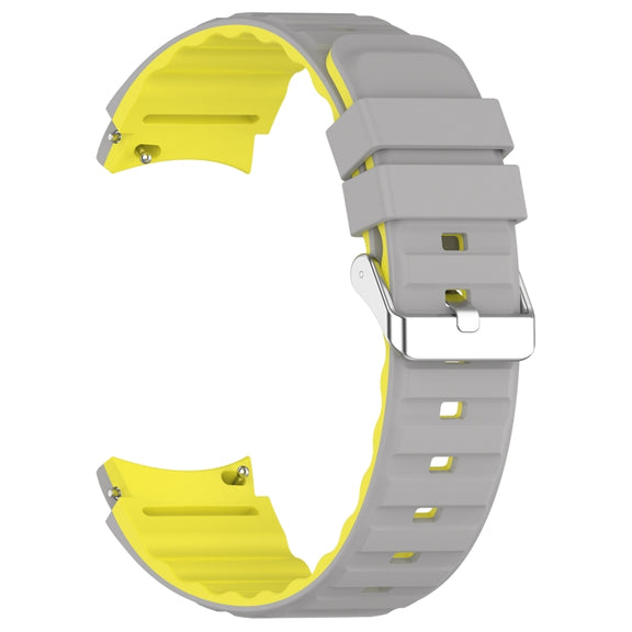 For Samsung Galaxy Watch 4 Classic 46mm Two Color Horizontal Silicone Watch Band(Grey Yellow)