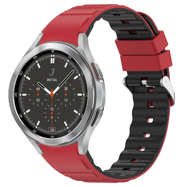 For Samsung Galaxy Watch 4 Classic 46mm Two Color Horizontal Silicone Watch Band(Red Black)