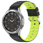 For Samsung Galaxy Watch 4 Classic 46mm Two Color Horizontal Silicone Watch Band(Black Green)