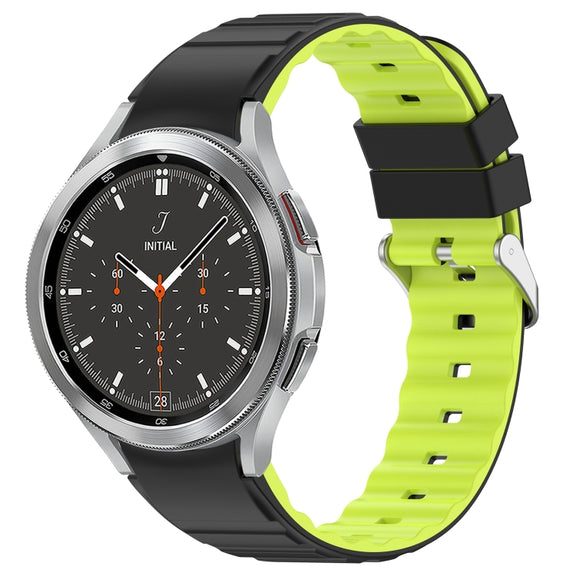 For Samsung Galaxy Watch 4 Classic 46mm Two Color Horizontal Silicone Watch Band(Black Green)