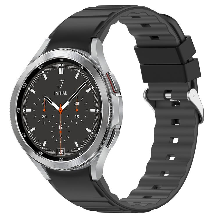 For Samsung Galaxy Watch 4 Classic 46mm Two Color Horizontal Silicone Watch Band(Black Grey)