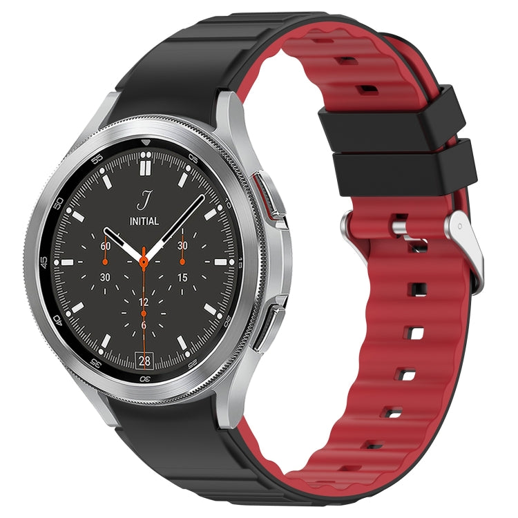 For Samsung Galaxy Watch 4 Classic 46mm Two Color Horizontal Silicone Watch Band(Black Red)