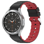 For Samsung Galaxy Watch 4 Classic 46mm Two Color Horizontal Silicone Watch Band(Black Red)