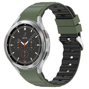 For Samsung Galaxy Watch 4 Classic 46mm Two Color Horizontal Silicone Watch Band(Olive Green Black)