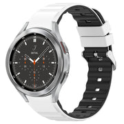 For Samsung Galaxy Watch 4 Classic 46mm Two Color Horizontal Silicone Watch Band(White Black)