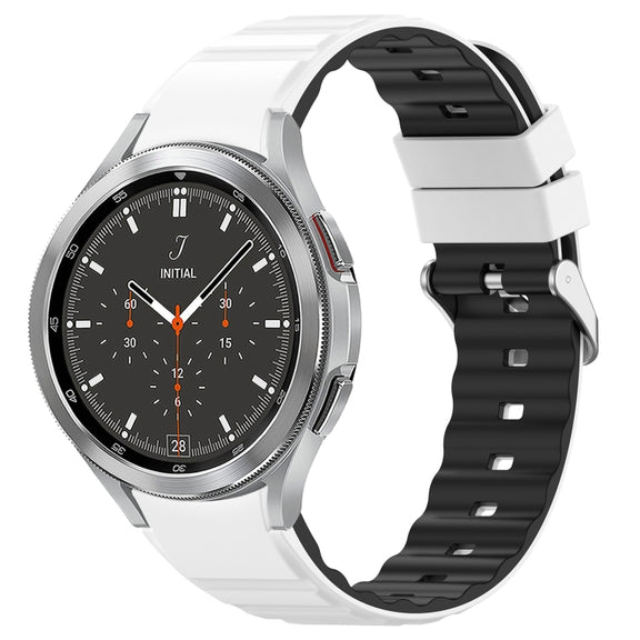 For Samsung Galaxy Watch 4 Classic 46mm Two Color Horizontal Silicone Watch Band(White Black)