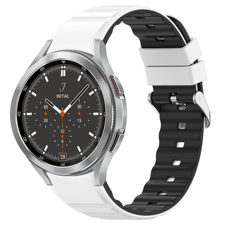 For Samsung Galaxy Watch 4 Classic 46mm Two Color Horizontal Silicone Watch Band(White Black)