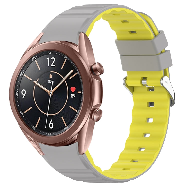 For Samsung Galaxy Watch 3 41mm Two Color Horizontal Silicone Watch Band(Grey Yellow)