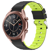 For Samsung Galaxy Watch 3 41mm Two Color Horizontal Silicone Watch Band(Black Green)
