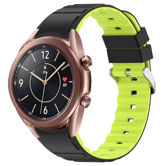 For Samsung Galaxy Watch 3 41mm Two Color Horizontal Silicone Watch Band(Black Green)