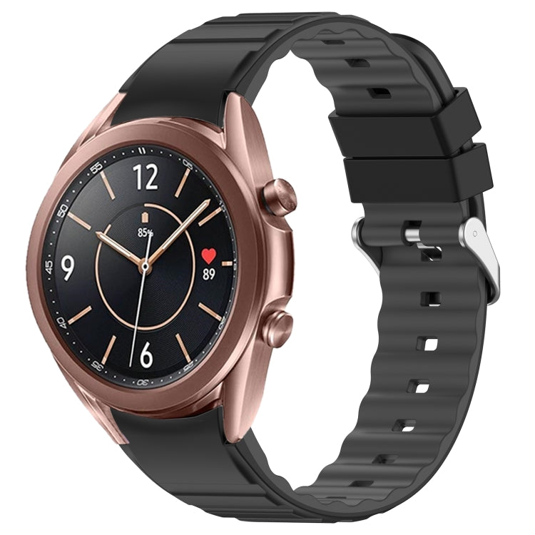 For Samsung Galaxy Watch 3 41mm Two Color Horizontal Silicone Watch Band(Black Grey)