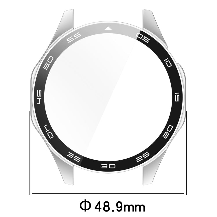 For Huawei Watch GT 4 46mm PC + Tempered Glass Integrated Watch Protective Case with Graduated Dial(Silver)