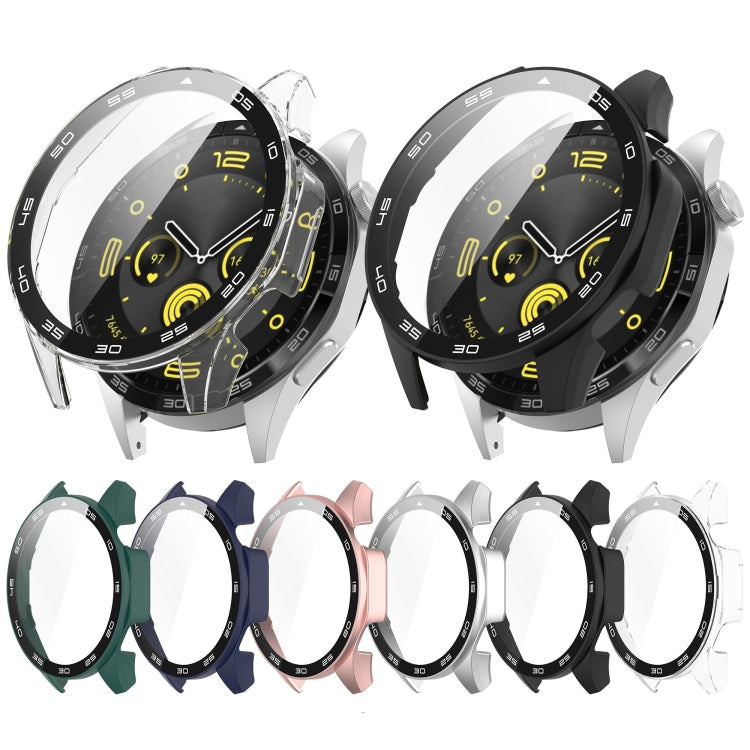 For Huawei Watch GT 4 46mm PC + Tempered Glass Integrated Watch Protective Case with Graduated Dial(Midnight Blue)