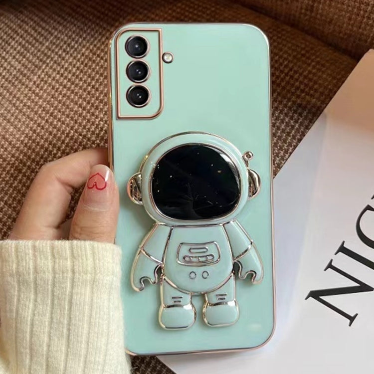 For Samsumg Galaxy A54 5G Electroplating Astronaut Holder Phone Case(Green)