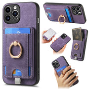 For iPhone 12 Pro Retro Splitable Magnetic Card Bag Leather Phone Case(Purple)