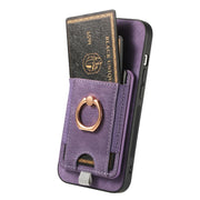 For iPhone 12 Pro Retro Splitable Magnetic Card Bag Leather Phone Case(Purple)