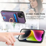 For iPhone 12 Pro Retro Splitable Magnetic Card Bag Leather Phone Case(Purple)