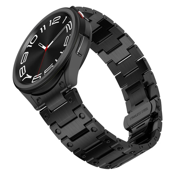 For Samsung Galaxy Watch 5 Pro Dual Circle Curved Connection Stainless Steel Watch Band(Black)
