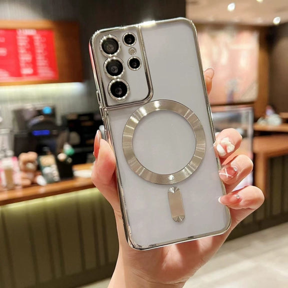 For Samsung Galaxy S21 Ultra 5G MagSafe Electroplating TPU Phone Case(Silver)