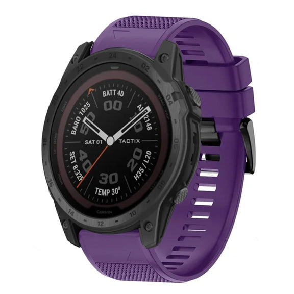 Compatible with Garmin Tactix 7 Pro 26mm Quick Release Silicone Watch Band(Purple)