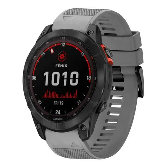 Compatible with Garmin Fenix 7X 26mm Quick Release Silicone Watch Band(Grey)