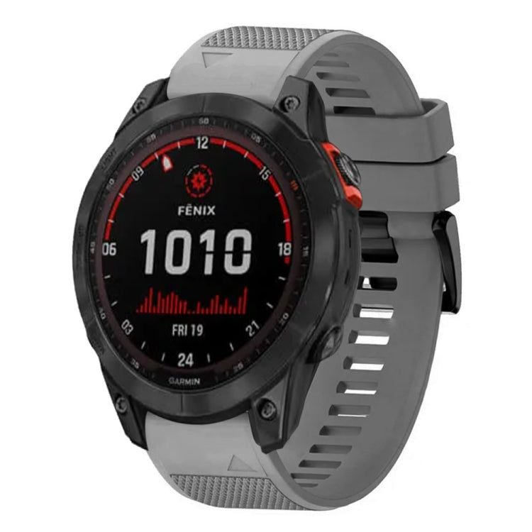 Compatible with Garmin Fenix 7X Solar 26mm Quick Release Silicone Watch Band(Grey)