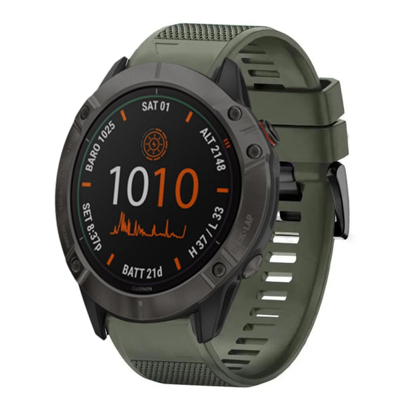 Compatible with Garmin Fenix 6X Pro 26mm Quick Release Silicone Watch Band(Army Green)
