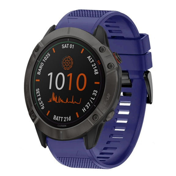 Compatible with Garmin Fenix 6X Pro 26mm Quick Release Silicone Watch Band(Midnight Blue)