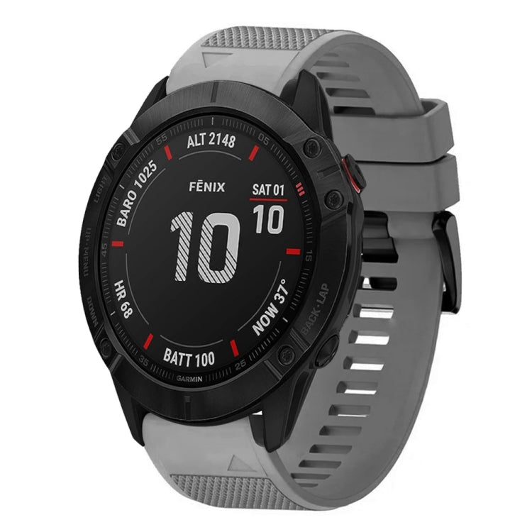 Compatible with Garmin Fenix 6X Sapphire 26mm Quick Release Silicone Watch Band(Grey)