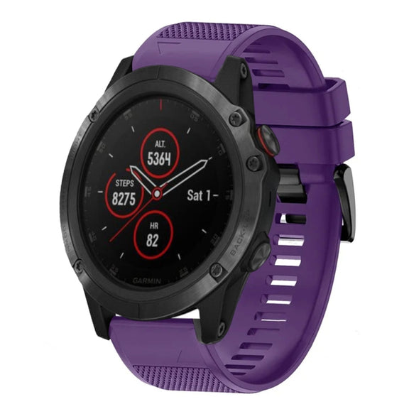 Compatible with Garmin Fenix 5X Plus 26mm Quick Release Silicone Watch Band(Purple)