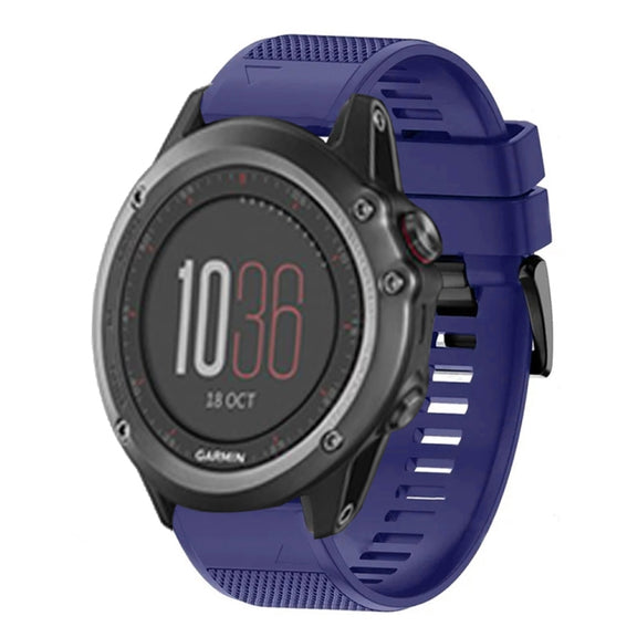 Compatible with Garmin Fenix 3 26mm Quick Release Silicone Watch Band(Midnight Blue)