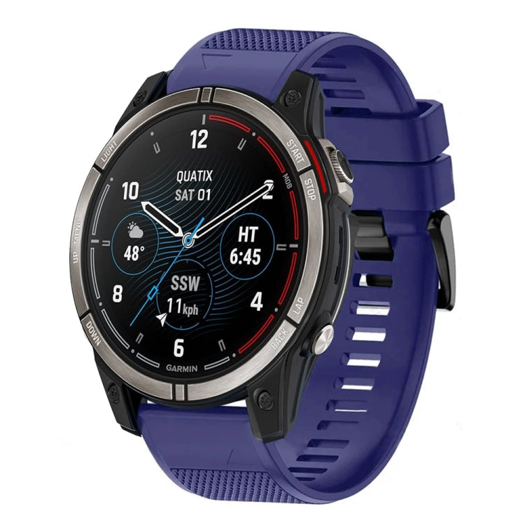 Compatible with Garmin Quatix 7 Pro 22mm Quick Release Silicone Watch Band(Midnight Blue)