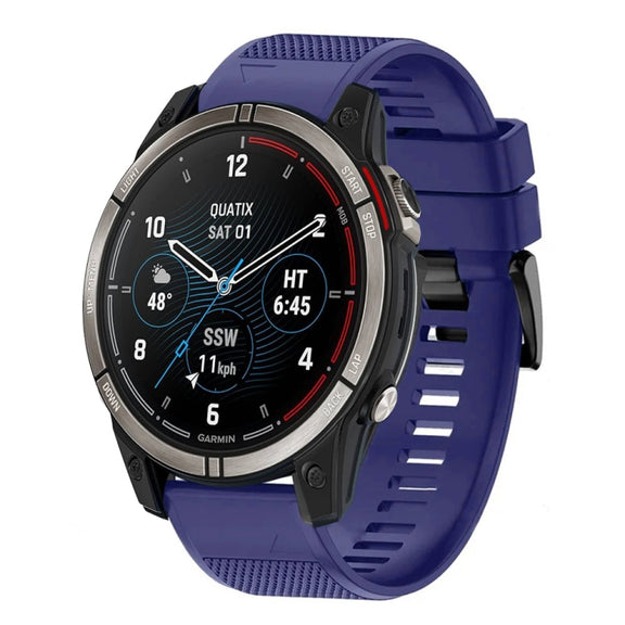 Compatible with Garmin Quatix 7 Pro 22mm Quick Release Silicone Watch Band(Midnight Blue)