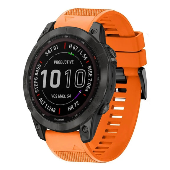 Compatible with Garmin Fenix 7 Sapphire Solar 22mm Quick Release Silicone Watch Band(Orange)