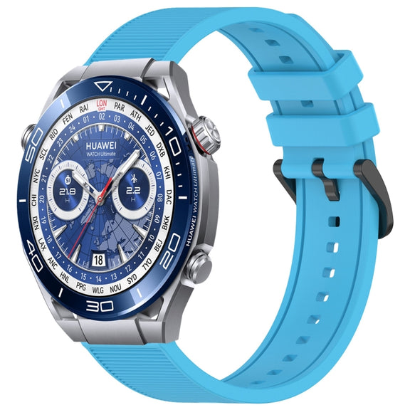 For Huawei Watch Ultimate 22mm Textured Silicone Solid Color Watch Band(Sky Blue)