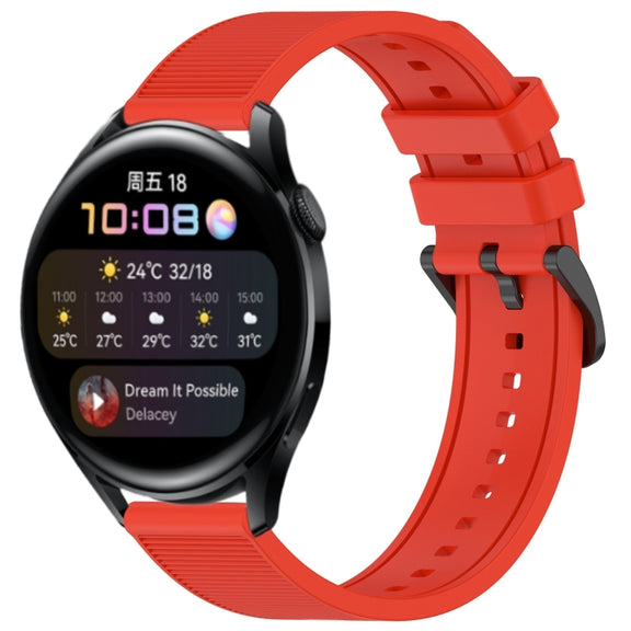 For Huawei Watch 3 22mm Textured Silicone Solid Color Watch Band(Red)