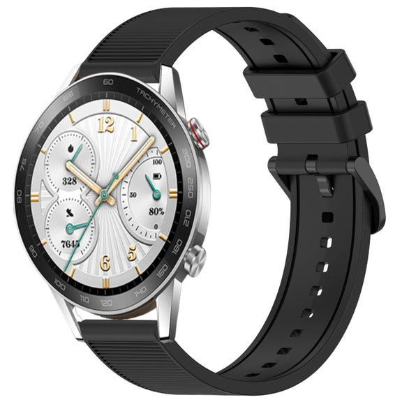 For Honor Watch GS 3i 22mm Textured Silicone Solid Color Watch Band(Black)