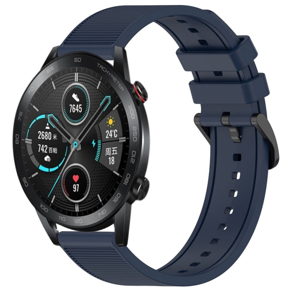 For Honor Magic Watch 2 46mm 22mm Textured Silicone Solid Color Watch Band(Midnight Blue)