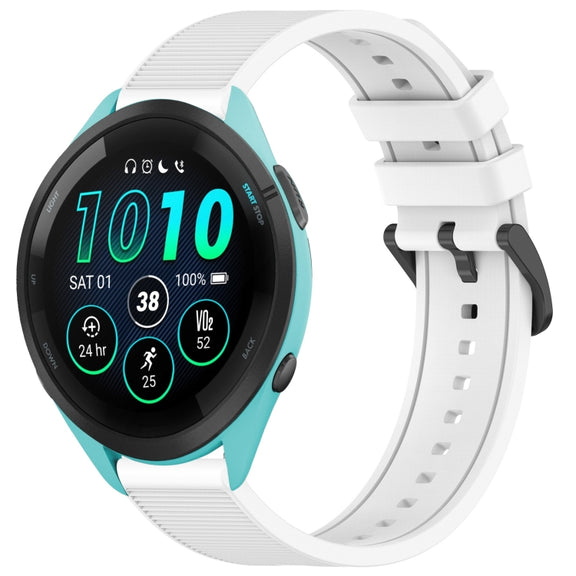 Compatible with Garmin Compatible witherunner 265 22mm Textured Silicone Solid Color Watch Band(White)