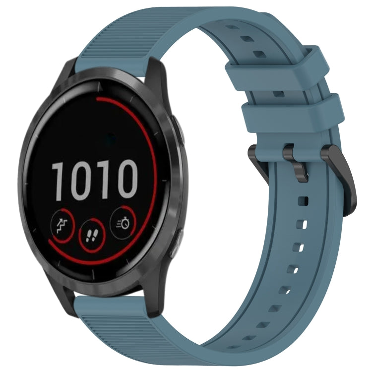 For Garmin Vivoactive 4 22mm Textured Silicone Solid Color Watch Band(Rock Cyan)