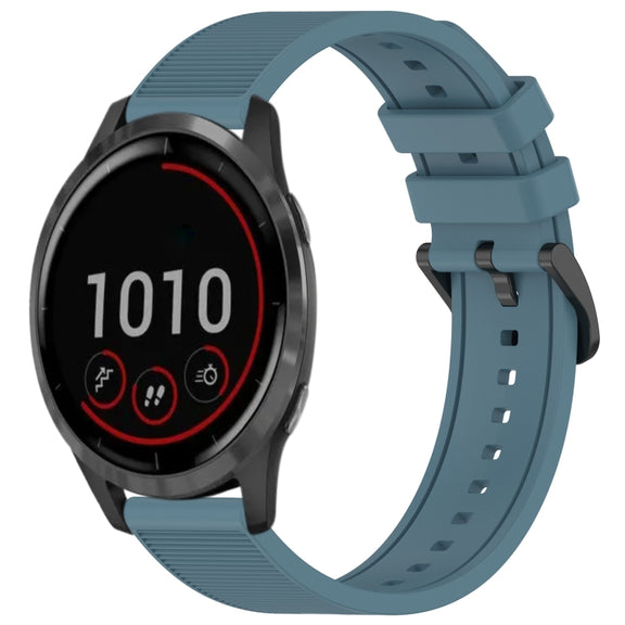 For Garmin Vivoactive 4 22mm Textured Silicone Solid Color Watch Band(Rock Cyan)