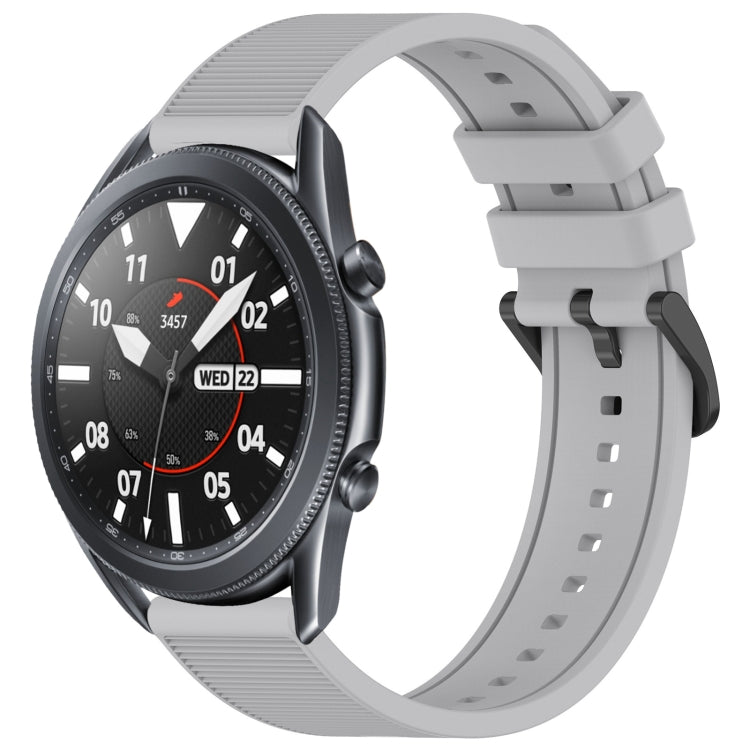 For Samsung Galaxy Watch3 45mm 22mm Textured Silicone Solid Color Watch Band(Grey)