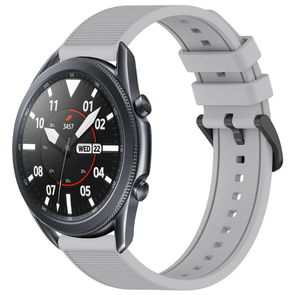 For Samsung Galaxy Watch3 45mm 22mm Textured Silicone Solid Color Watch Band(Grey)