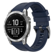 Compatible with Garmin Fenix 7 Pro Solid Color Black Buckle Silicone Quick Release Watch Band(Dark Blue)