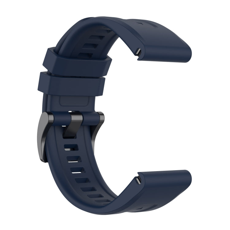 Compatible with Garmin Fenix 7 Pro Solid Color Black Buckle Silicone Quick Release Watch Band(Dark Blue)