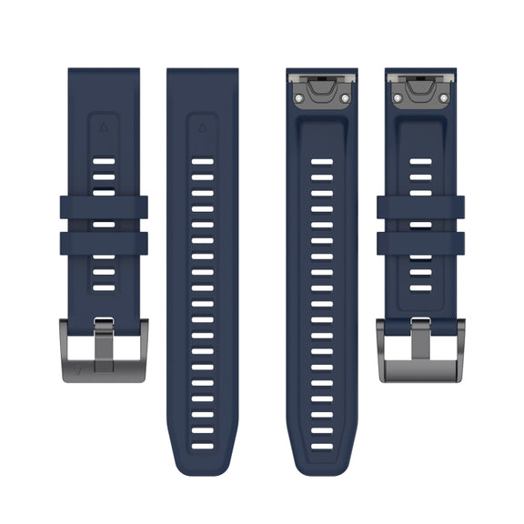 Compatible with Garmin Fenix 7 Solar / Sapphire Solar Solid Color Black Buckle Silicone Quick Release Watch Band(Dark Blue)