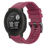 Compatible with Garmin Instinct 2 / Instinct Solid Color Black Buckle Silicone Quick Release Watch Band(Wine Red)