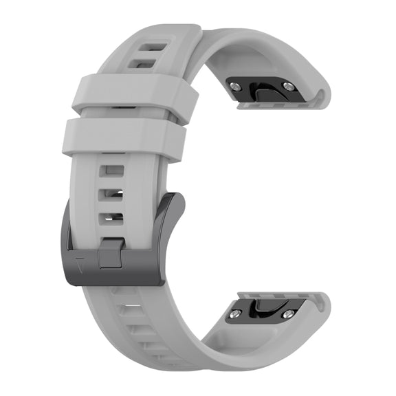 Compatible with Garmin Instinct 2 / Instinct Solid Color Black Buckle Silicone Quick Release Watch Band(Gray)