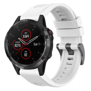 Compatible with Garmin Fenix 5 / Fenix 5 Plus Solid Color Black Buckle Silicone Quick Release Watch Band(White)